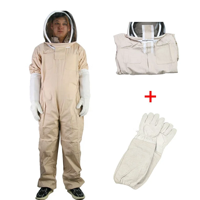 Beekeepers Bee suit and White leather gloves LARGE