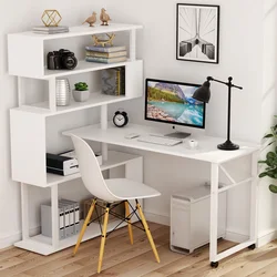 Tribesigns Metal Frame L shaped Writing Study Table Large Corner Workstation Wood Computer Laptop Desk for Home Office