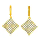 Hainon Earrings For Women White Zircon 18k Gold Diamond Mesh Hoop Earrings 925 Silver Plated Earrings Gift