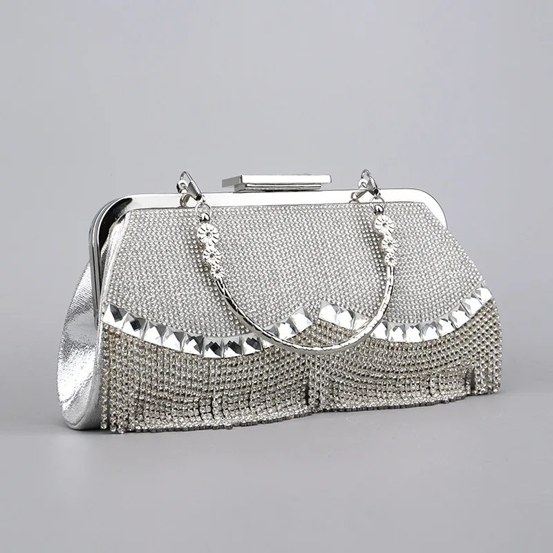 Amiqi MRY67 Factory Wholesale Tassel Diamond Lady Shoulder Bag Crystal Evening Bag For Wedding Clutch Bag