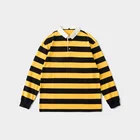 Polo Casual Turn-down Collar Long Sleeve T Shirt Preppy Style Polo T Shirt Striped Polo Shirt Men