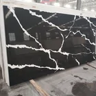 Black Slab Black Background Calacatta Vanity Top Quartz Slab