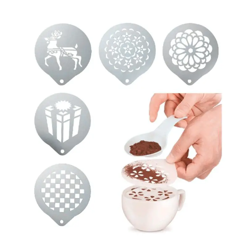 Lixsun Stainless Steel Custom Latte Stencil Coffee Decorating Stencil Tools Coffee Maker Tools