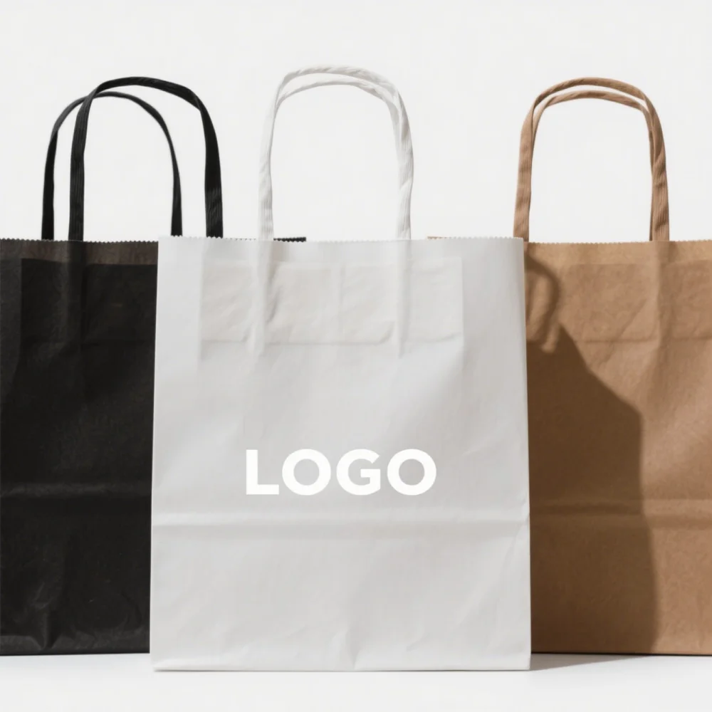 Wholesale Custom Logo Size Sac En Papier Bolsas De Papel Garment Grocery Gift Brown White Kraft Paper Shopping Bag for Clothing