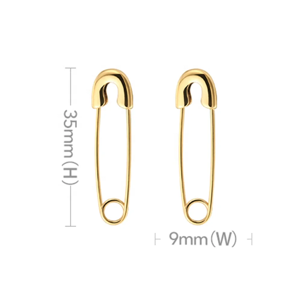 Latest 18K Gold Plated Stainless Steel Jewelry Gold Color Hoop Earring Safety Pin Accessories  Earrings E5217