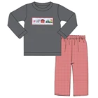 Children Wholesale Cotton Kid Clothing Sets Girls Cute Applique Children Wear Long Toddler Girl Set For Winter