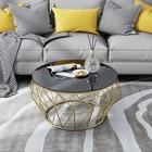 Furniture Table Living Room Furniture Gold Metal Leg Round Glass Coffee Table