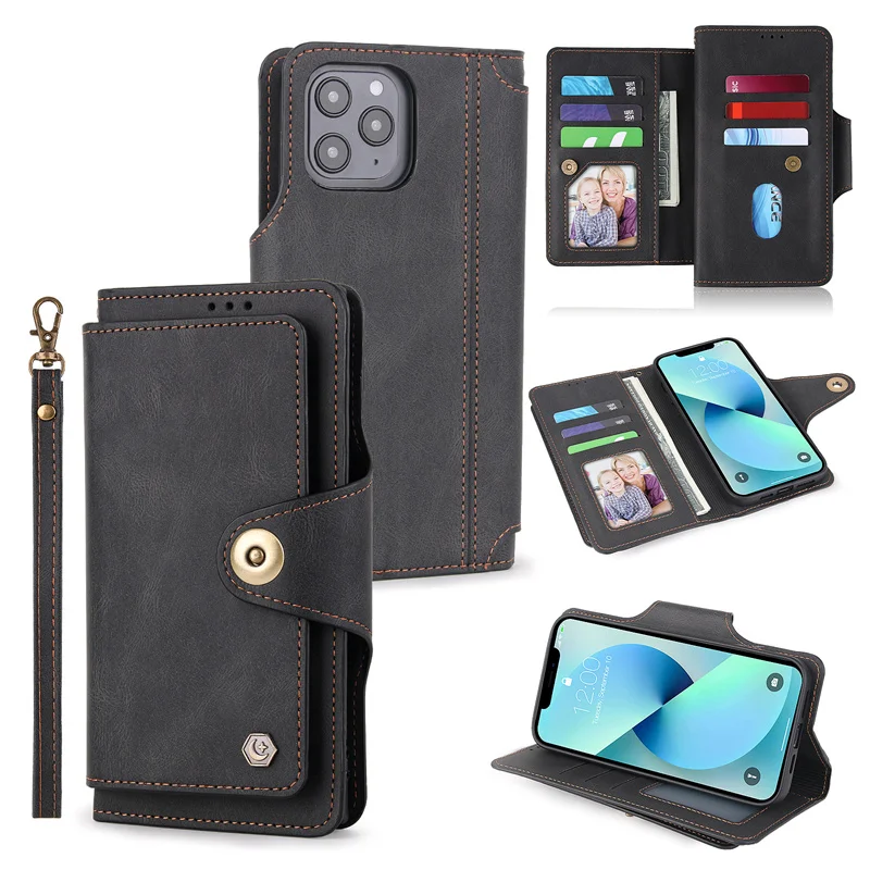 Luxury Leather PU Flip Wallet Multi Card Slot Mobile Phone Case For iPhone 13 12 11 Pro Max Xs Xr Xs Max 7 8 Plus