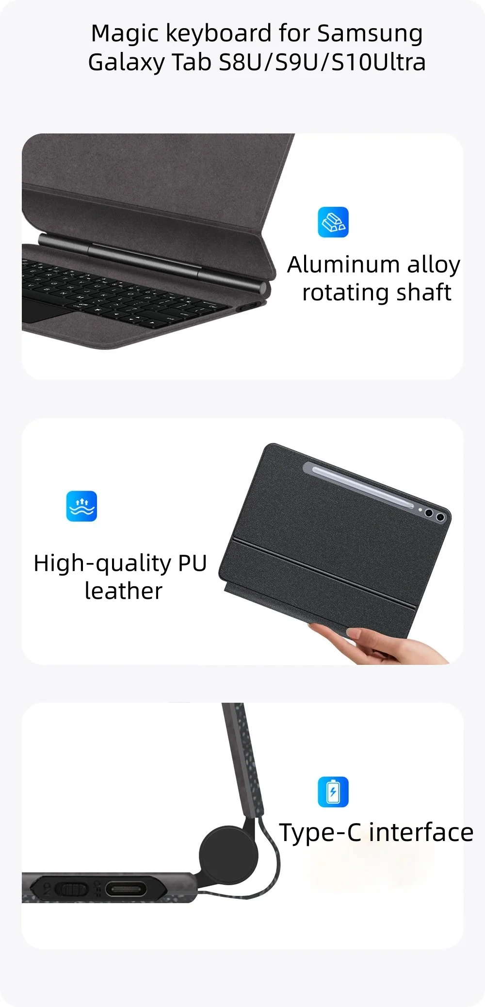 s10ultra 146 pu leather magnetic multi hand gesture touched scissor switch laudtec-3