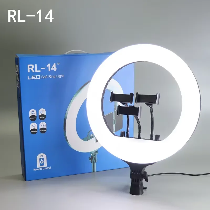 Genuine Super Bright Rl-14 LED Soft Light 3 Color Ring Light With Phone Holder Remote Control for Makeup Studio Portrait Video