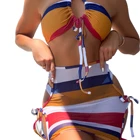Beachwear Sexy 3 Pieces Striped Bikinis Women Bathing Suits Beachwear 2022 Brazilian Bikinis
