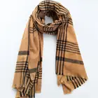 Scarf Fashion Ladies Brown Plaid Shawl Warm Blanket Winter Cashmere Men's Bib Scarf In Stock Wholesale