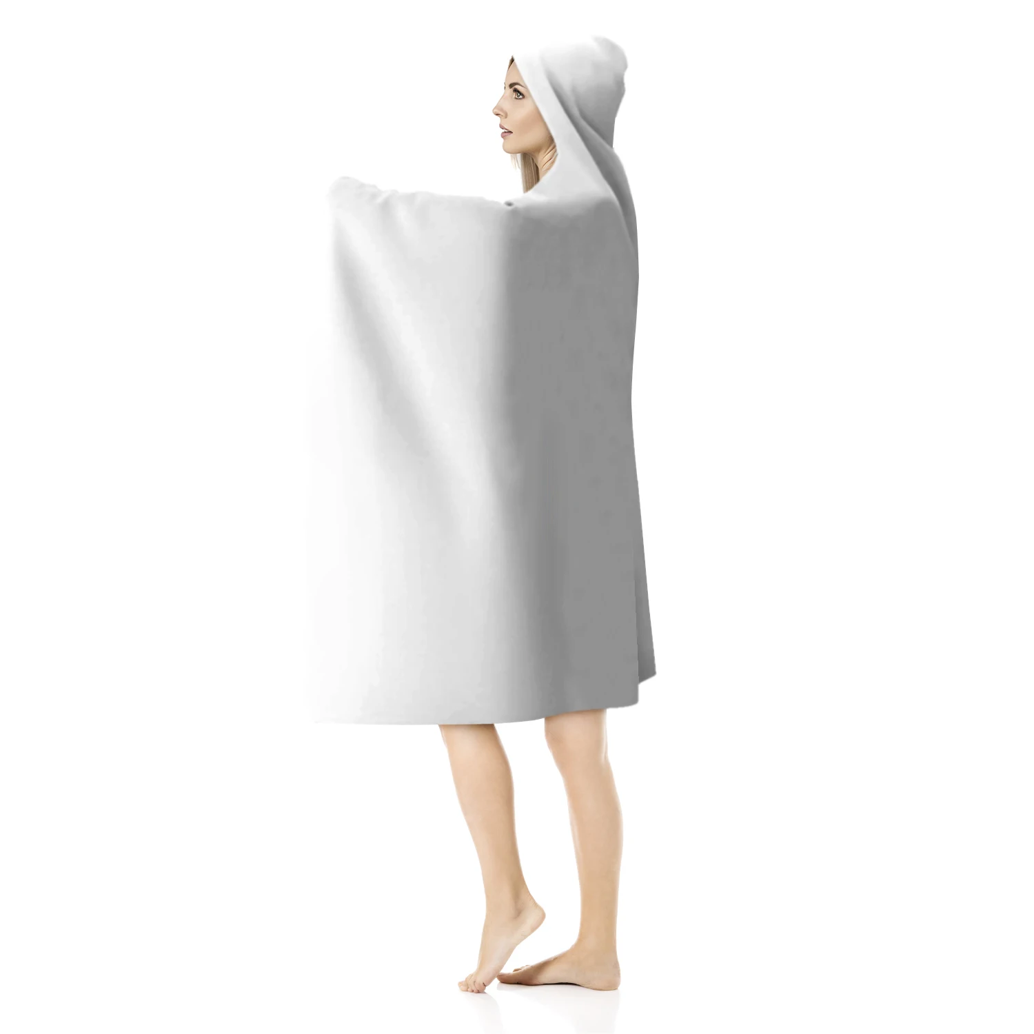 Outer galaxy universe home office winter prints OEM service wearable fleece wrap cloak hooded blankets