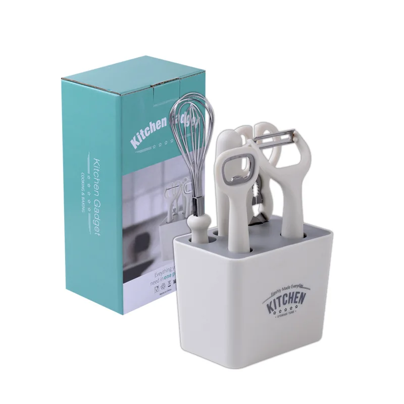Wholesale Kitchen 6pcs Stainless Steel Accessories Cooking Tools Vegetable Slicer And Egg Whisk With The Holder