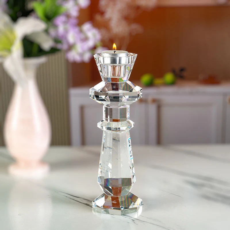 product simple and elegant high end glass candle holder furniture decoration suitable wedding candle holders for dual size candles-7