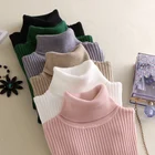 Knitted High Neck Sweaters Custom Women Sweater Turtleneck Women High Neck Sweaters Girl Knitted Cotton Pullover Sweater