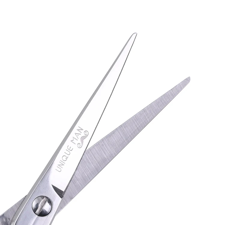 17cm stainless steel material custom logo scissors small moustache cutting hair beard barber scissors