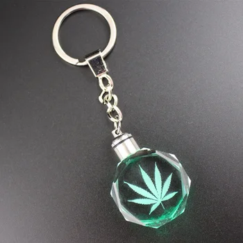Promotional Gift Personalized custom 3D engraving crystal glass lighters LED keychain for wholesale ring key ring