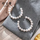 Hoop Earring Earrings Women Designer Earrings New Design Women White Large Pearl Round Circle Hoop Earring