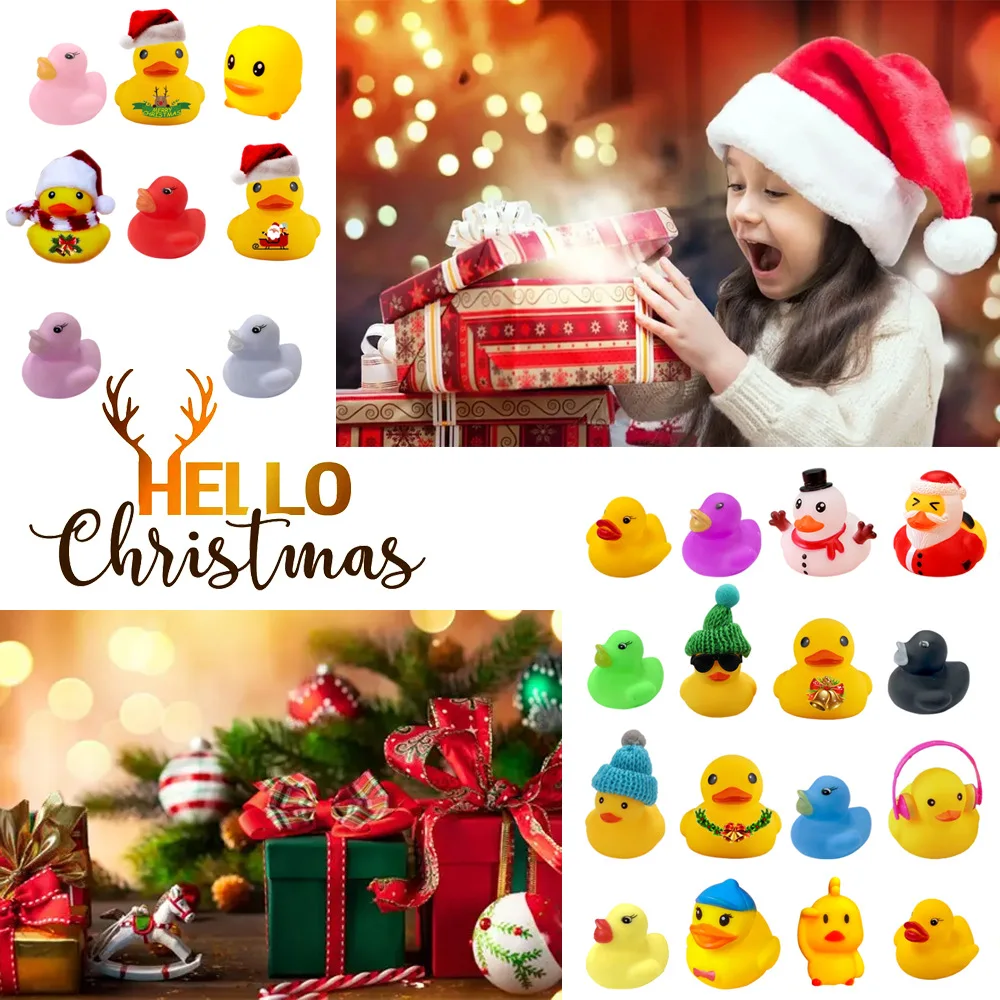 (Hot Selling)Children take shower duck toys swimming pool bathroom colorful duck bath toy for Christmas gift