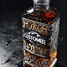 Custom Sticker Label Gold Foil Stamp Embossed Red Label Whisky of Paper Wine Label