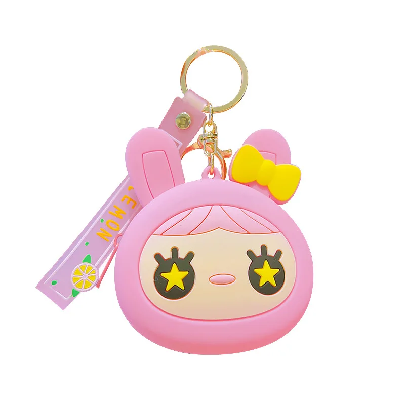 2024 New Fashion Design Cute Little girl Cartoon Coin Purse Portable Car pendant bag key chain Silicone Mini Wallet