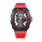 Watches Watch Sport Style Hollow Out Design Custom Watches Carbon Fiber Mechanical Watch Skeleton 5 BAR