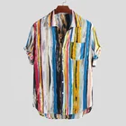 Men Men Dropship Stylish Floral 3XL Short Sleeve Shirt Lien Cotton Button Down Summer Casual Men Shirts