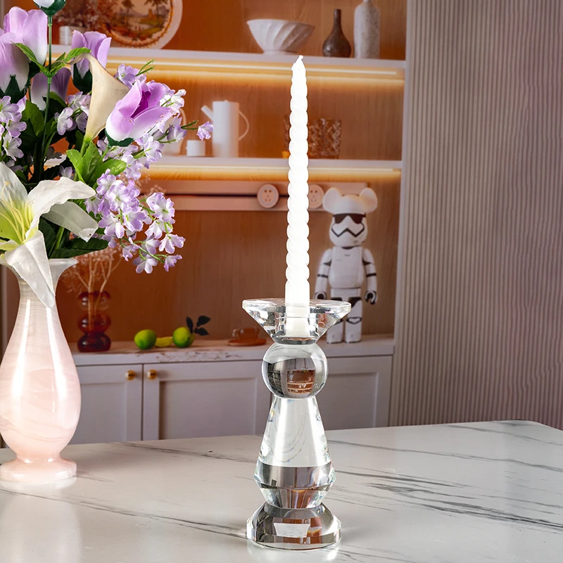 product small bridge cyrstal wedding center decoration glass candle holder high quality christmas crystal candle holder-4