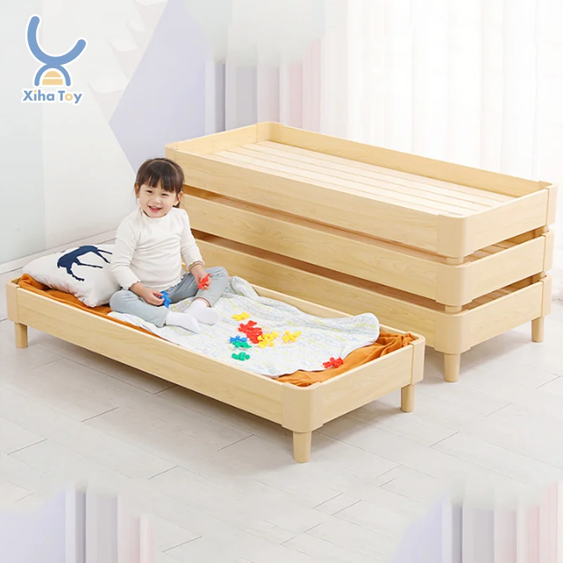 Kids Wooden Single Bed For Kindergarten Daycare Preschool Montessori