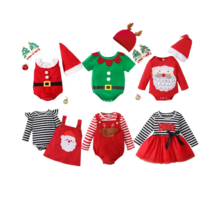 Red Christmas Santa Claus Baby Clothing Romper Warm Winter Long Sleeves Christmas Celebrate Baby Clothes
