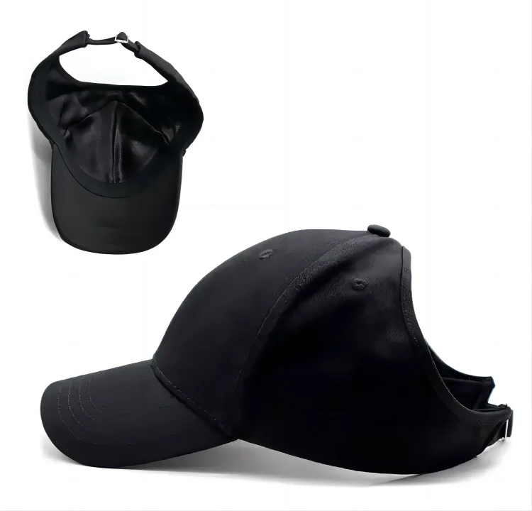 Wholesale Custom High Quality Bun Backless Visor Tennis Hat Half Empty Top Ponytail Cap For Women 