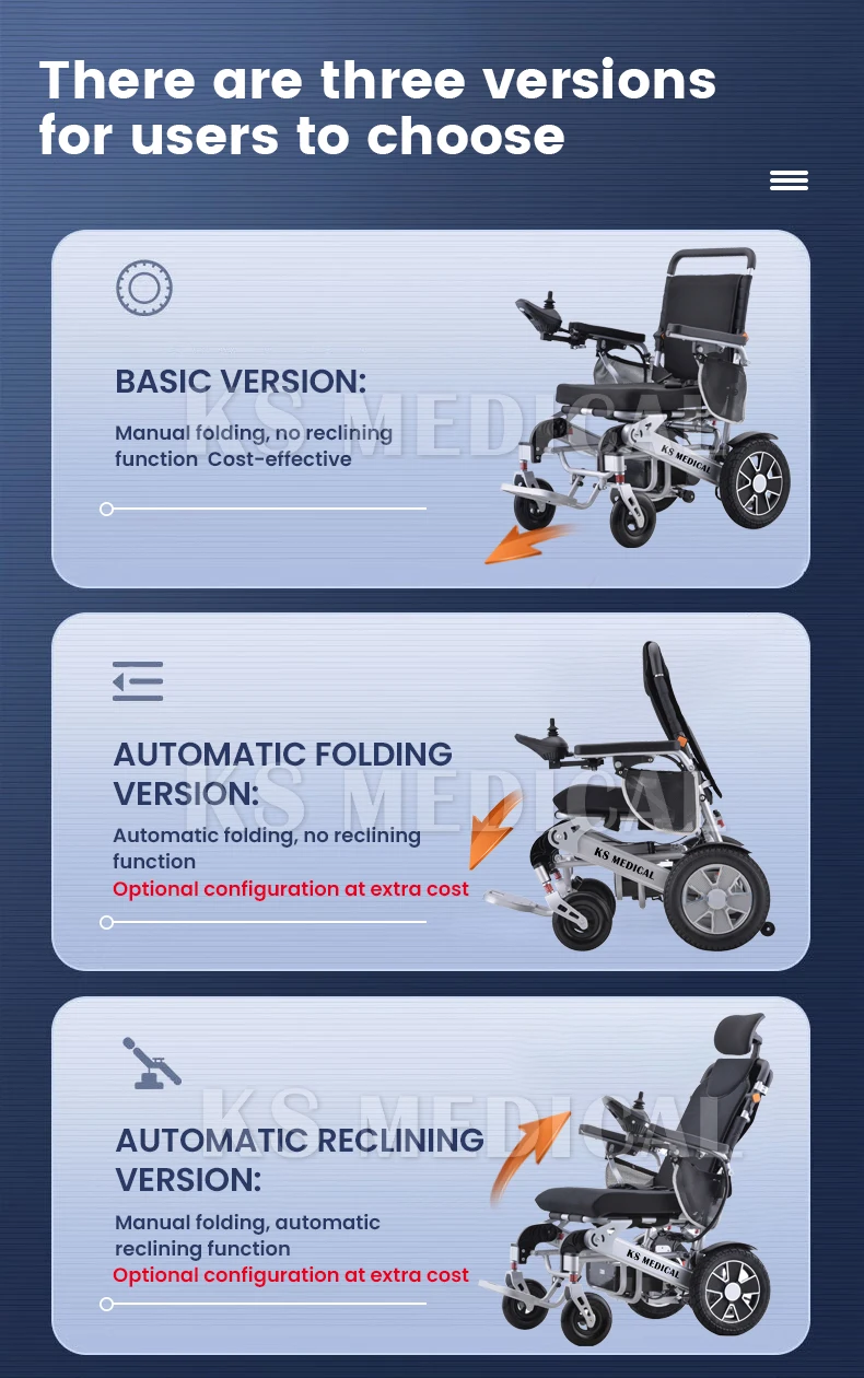 Ksm High Quality Foldable Electric Wheelchair With Remote Control