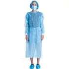 Gown Disposable Blue Non Woven Elastic And Knitted Cuffs Isolation Gown
