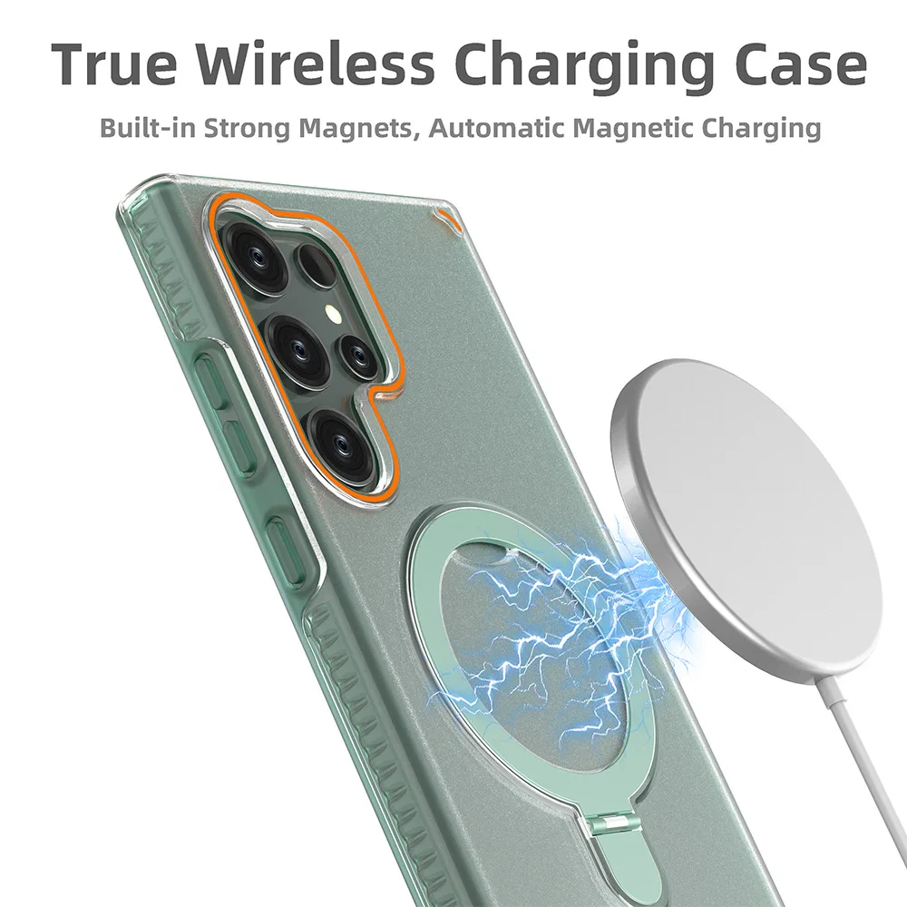For Apple iPhone 15 14 13 Pro Max Samsung S24 Ultra Wireless Charging  Phone Holder Mobile Cover Cases