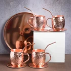 Mugs Set Mug Set Amazon Hot 100%Pure Copper Party Cup Brass Handle Moscow Mule Copper Mugs Set Of 4