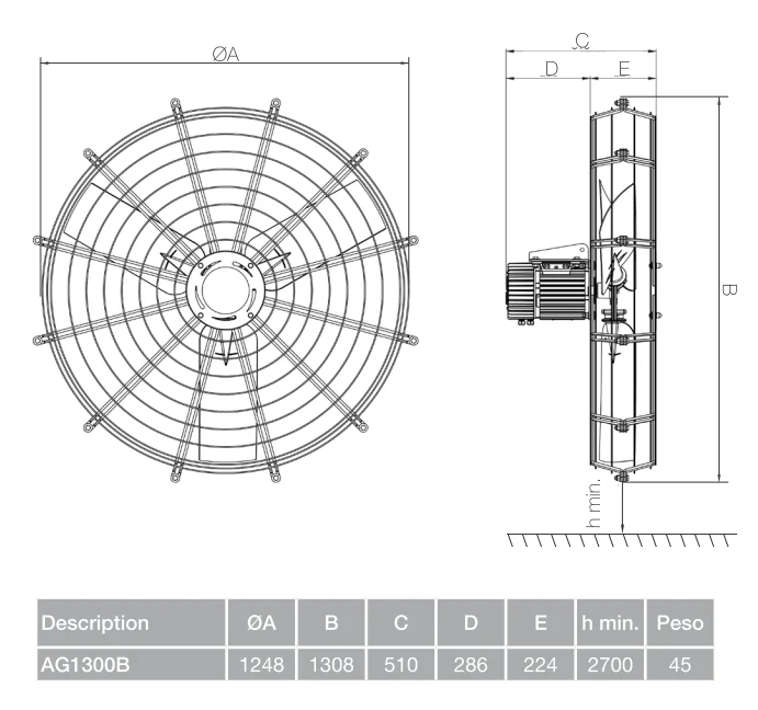 High Volume Comfort Fan, AG1300B, 220-277Vac-50/60, Axial, 1Ph - detail 4