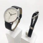 Quartz Watch Mens Gift Set Leather Strap Quartz Watch With Leather Bracelet Decoration Sport Alloy Quartz Watch