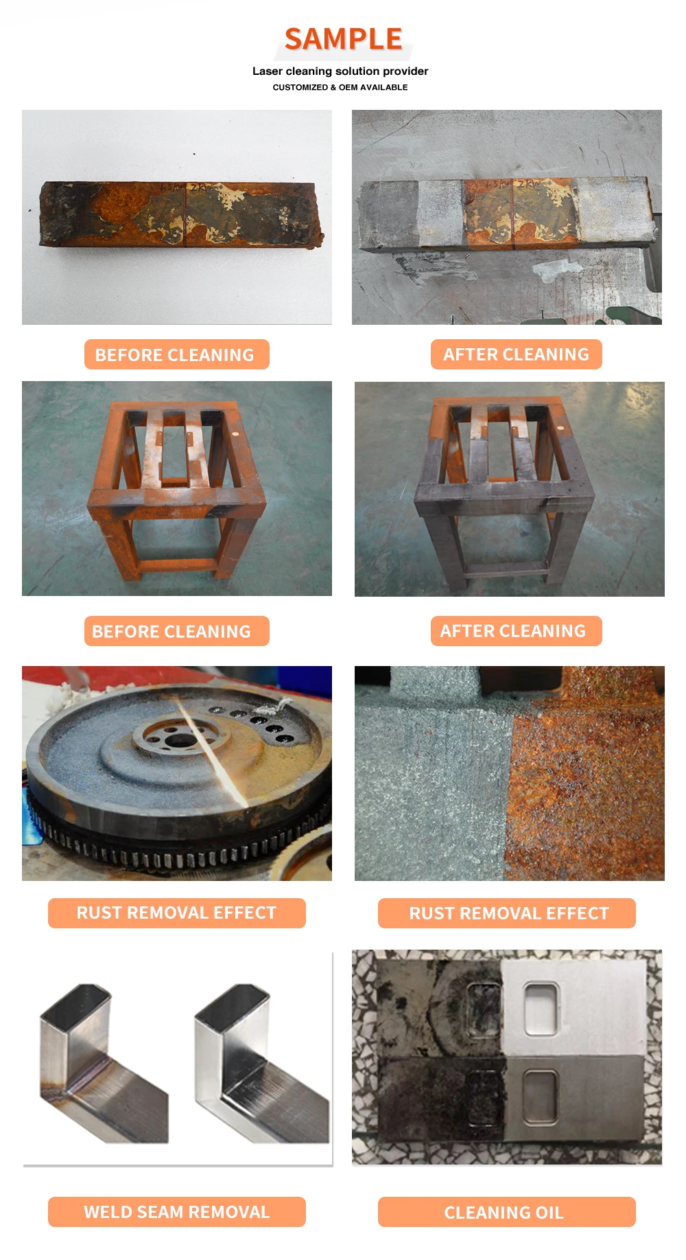 Лазерная очистная машина мощностью 3 кВт удаляет металлическую краску для железной медной алюминия 0