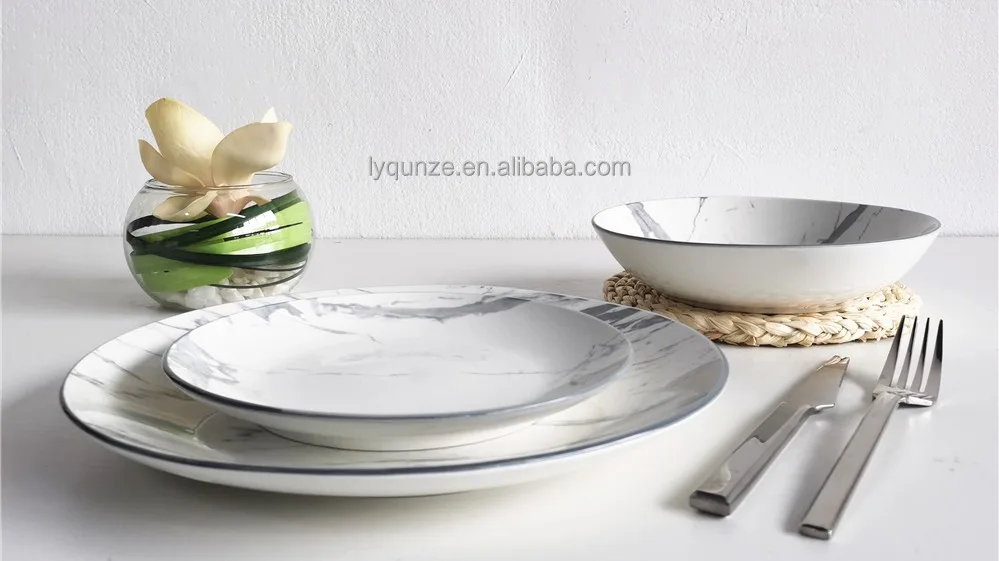 8 Marble Effect Ceramic Porcelain Dinner Plate Buy Marble Effect