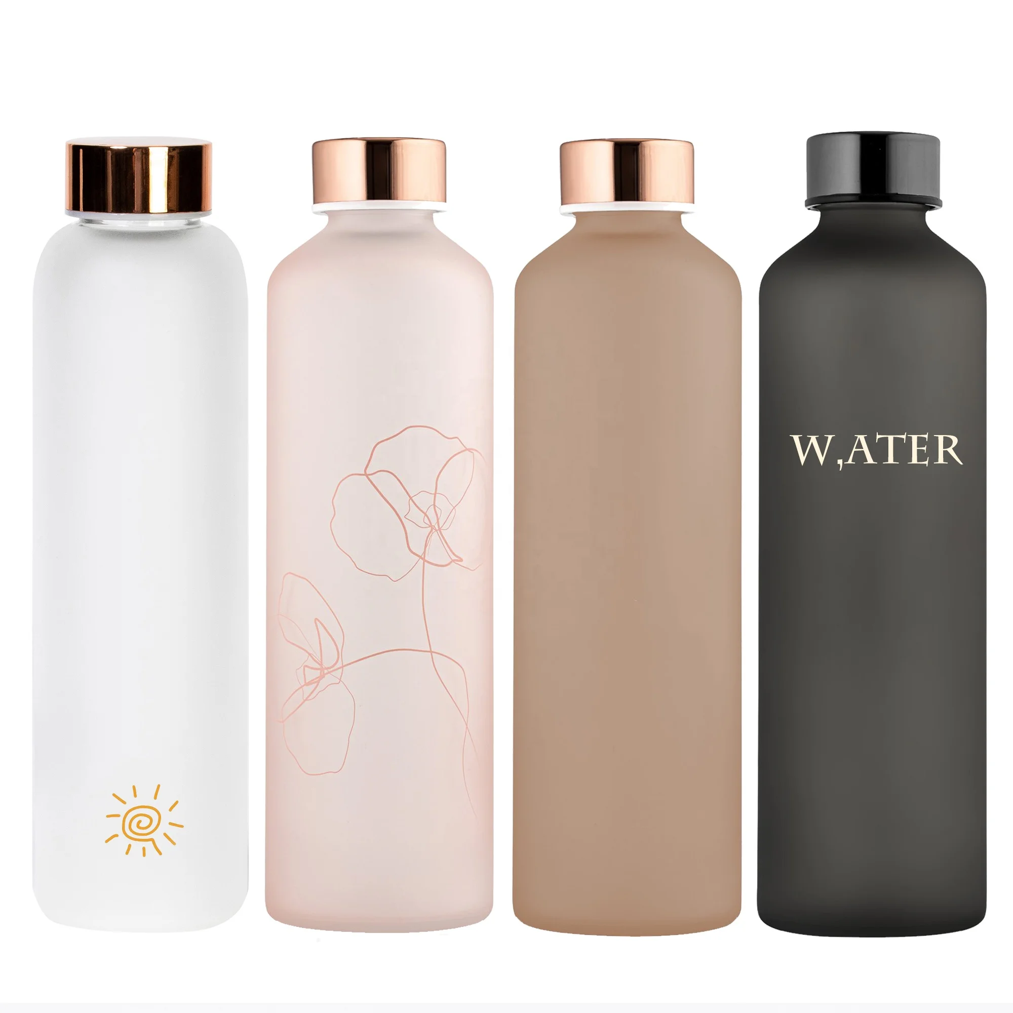 gold glass water bottle