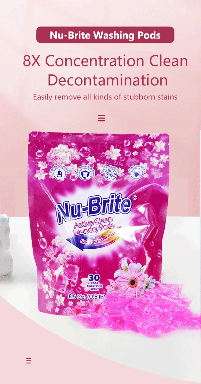 Nu Brite Laundry Detergent Disposable Floral Jasmine Scented Gel Pods Washing Beads Pods supplier