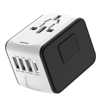 All In One Universal Travel Adapter Plug with USB and Type-C Wall Charger 100-220V to 110V Voltage UK EU US AU