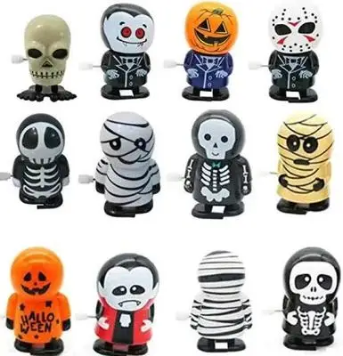 Halloween Wind-Up Skeleton Man Walking Bouncing Windup Toys Clockwork Zombie Toys for Kids Halloween Gift Party Decoration