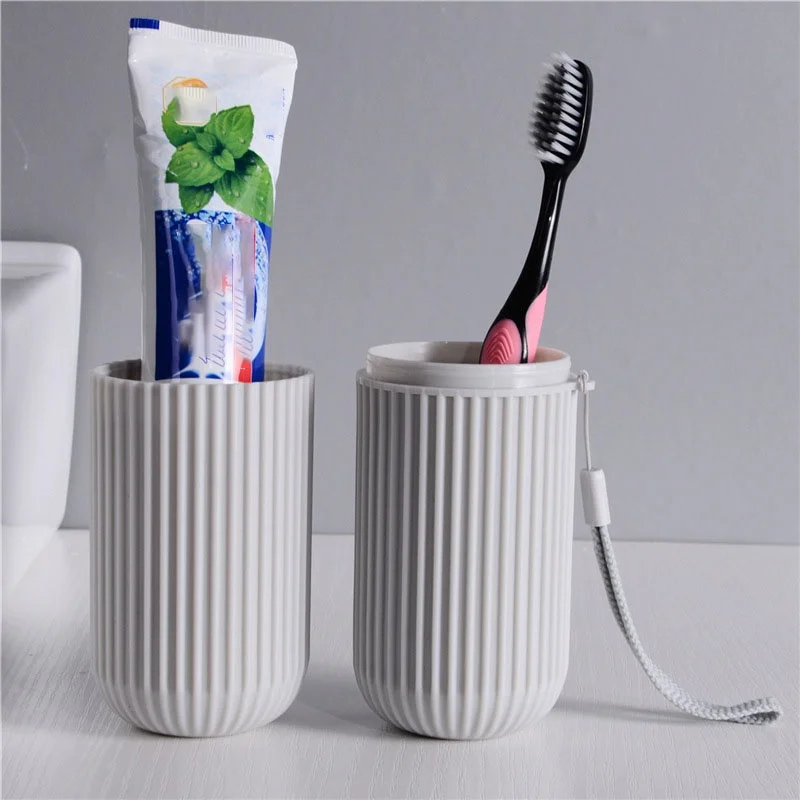 Portable Travel Toothbrush Storage Cup with Mouthwash Plastic Toothbrush Box for Bathroom Sets Promotional Item