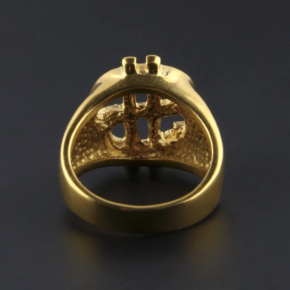 US Dollar Rich style men gold ring stainless steel gold plated cheap gold ring Dollar symbol hip hop jewelry ring