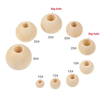 Hot Selling Soft and Natural Hemu Wooden Material Children Teething Wooden Beads Big Hole Wooden Beads