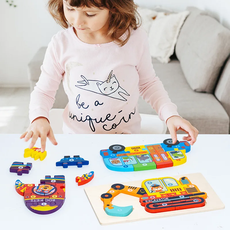 Puzzle éducatif 3D Montessori Spielzeug en bois pour les tout-petits, cadeaux de noël, détails