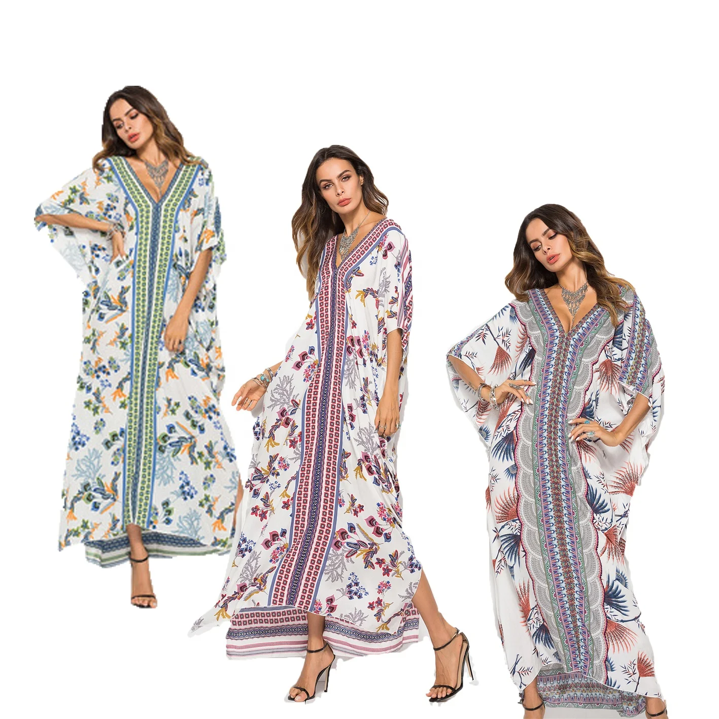 Boho Hippie Kaftan Dress.Floral Printed Indian Summer Dress,Boho Women Designer Kaftan,Special For WomenGirls,Nightwear Dress,Long Kaftan.