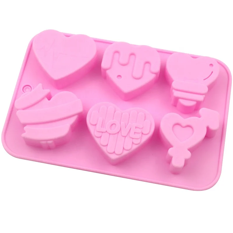 Hot Sale 6 Cavities Angel Love Heart Shaped Silicone Mousse Cake Baking Tools Handmade Soap Candle Mould for Valentine's Day